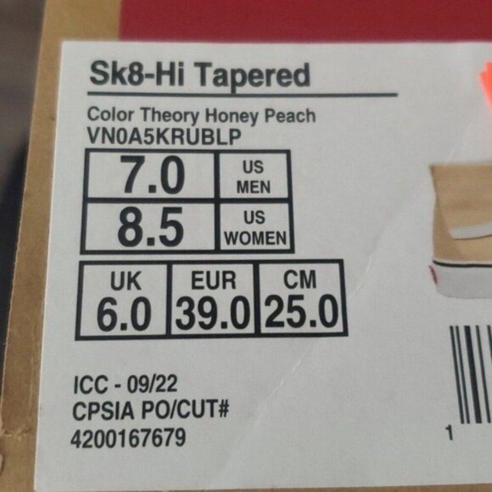 New Vans Sk8 Hi Color Theory Honey‎ Peach High Top Sneakers - Picture 10 of 10